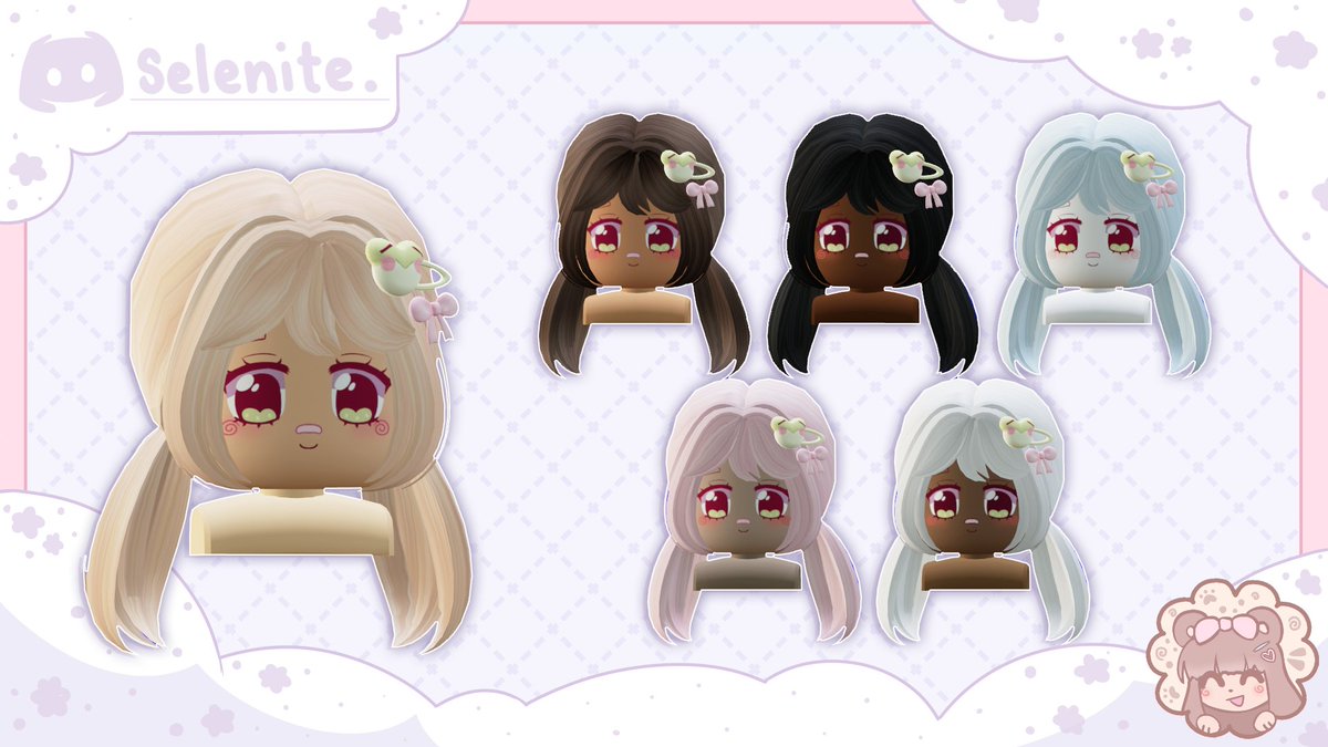 deeribows's tweet photo. new stuff that will be in my group jellybun!
- hair, facemasks, and the froggy bow clip <3

#Roblox #RobloxUGC #RobloxDev #robloxart #UGCConcept #RobloxDesigner https://t.co/joLRM3bzYa