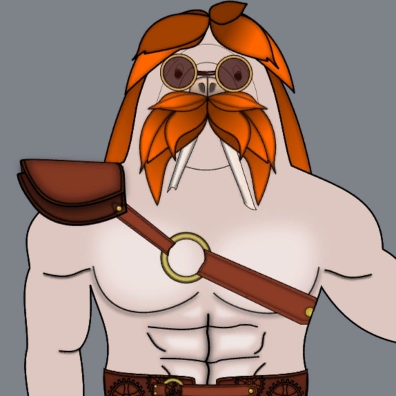 Has a walrus ever sold you equipment. Sounds weird with his slippery hands, doesn't it? His name is Arosk and he looks clumsy but he will support you, guaranteed!

#gamedevlife #gamedeveloper #gamedesign #gamedesigner #indiegamedev #storygame #storyline #devblog #gamingfolk