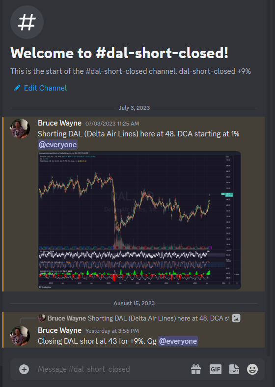BruceWayne_0130's tweet photo. Successfully liquidated my Delta Air Lines ($DAL) short position, yielding a 9% return, yesterday. This marks one among several currently active positions in my portfolio. https://t.co/rblYPji92n