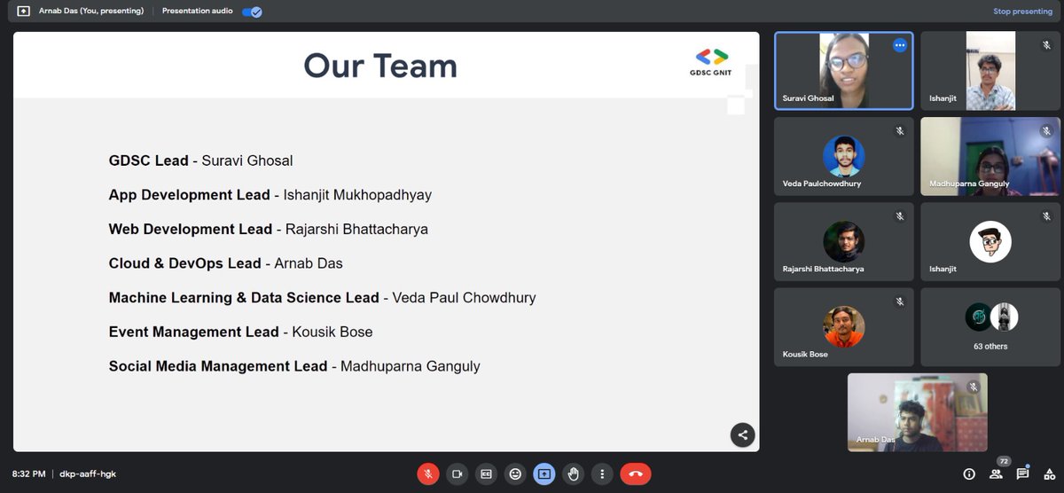 It was a great start of GDSC GNIT as the Intro Session was very smooth . Thanks to all the participants for making it a success. We'll eagerly wait for you in the next session.