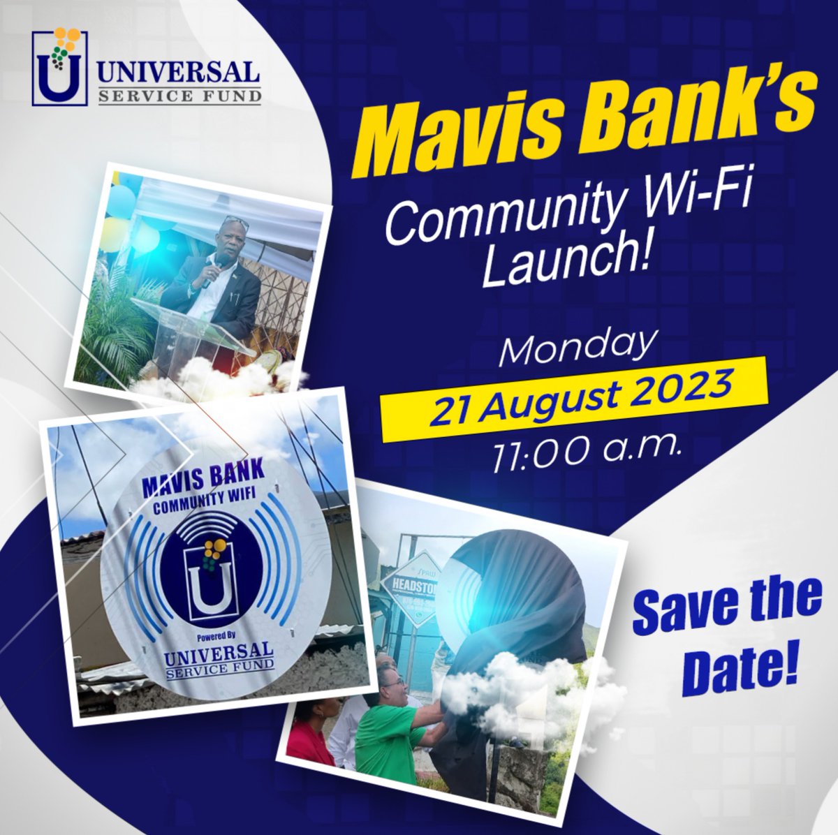 usfjamaica's tweet image. Join us next Monday, August 21st @11am for the launch of Mavis Bank’s Community Wi-Fi.

Tune in to our Facebook page to view the Live stream @UniversalServiceFund

@julietholness

See you there!

#UniversalServiceFund #CommunityWifi #InternetAccessForAll