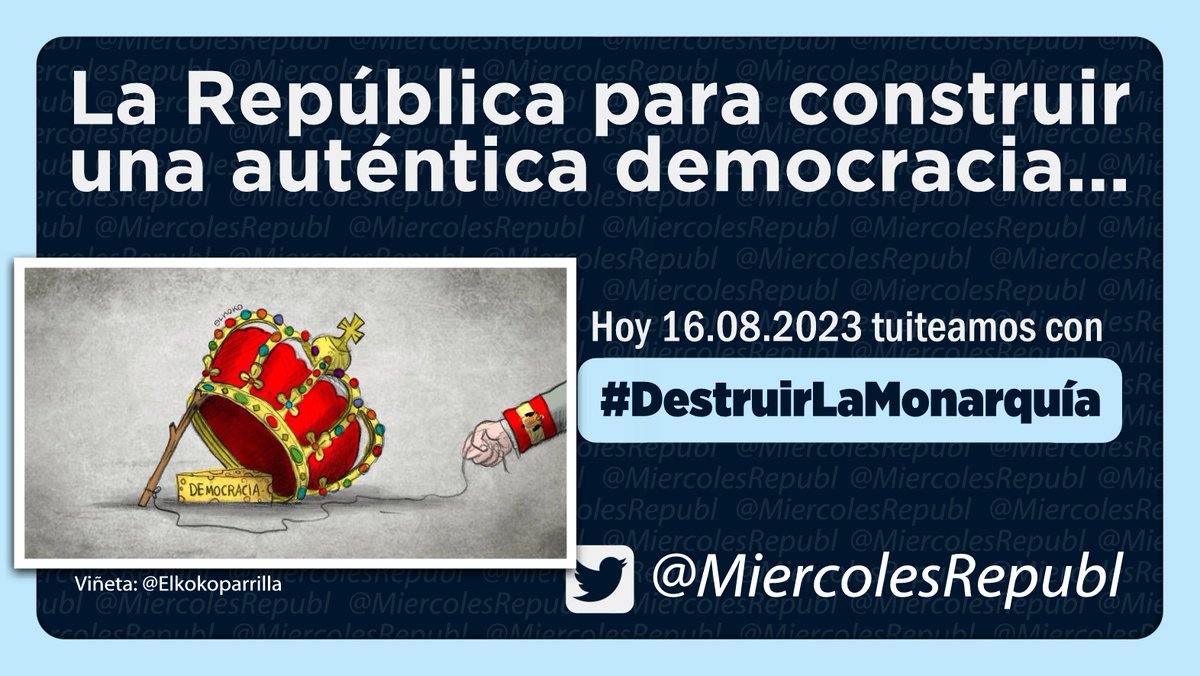Es Miércoles Republicano y estamos tuiteando por la III República hoy con el hashtag #DestruirLaMonarquía ❤️💛💜 ¡Únete!
