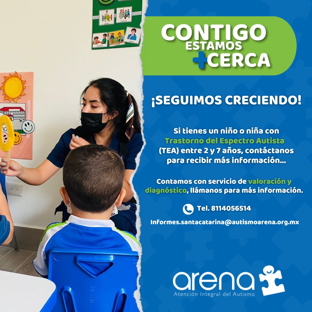 ¡Unidad Santa Catarina abre sus puertas para brindarle atención integral a tu hijo o hija!

Servicio de valoración, diagnóstico y terapias de intervención con programas terapéuticos. ​

Estamos ubicados en Álamo #350, Col.Campanía, Santa Catarina, Nuevo León​.

 #SANTACATARINA