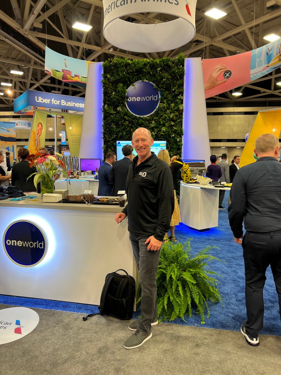 Enjoyed visiting the <a href="/traveloneworld/">oneworld Alliance</a> exhibit at #GBTA! Exciting talks on #AI, #VR, biometrics in travel's future. Kudos to our innovative client <a href="/AmericanAir/">americanair</a> and a decade of great digital collaborations. 

#GBTA2023 #Innovation #BusinessTravel #AA #DigitalExperiences $vrar