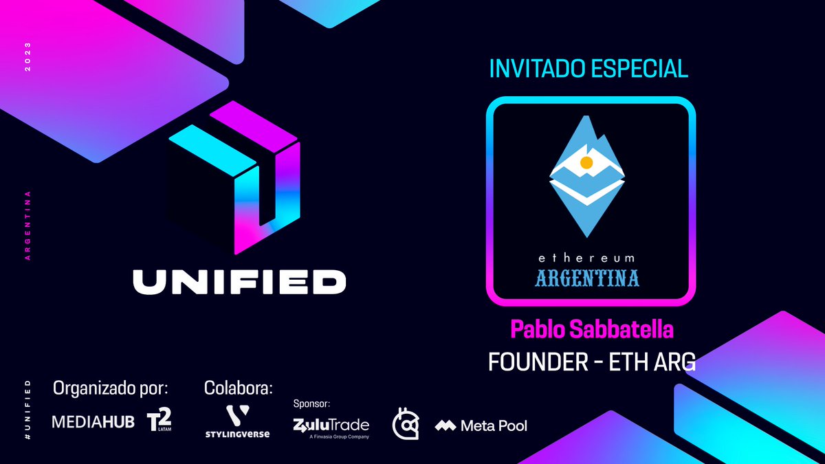 😎Más Invitados especiales del SideEvent #Unified

Presentamos a <a href="/PabloSabbatella/">pablito.eth 🦇🔊 ♢</a> - Founder de <a href="/EthereumArg/">Ethereum Argentina 🇦🇷</a> 🌐🔥

¡Bienvenido!🤩

Nos vemos en un rato👀🎉