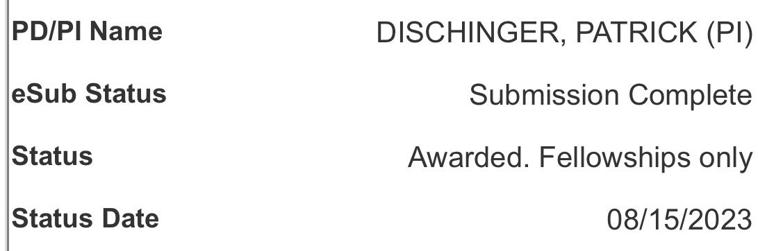 Steensma Lab (@steensmalab) on Twitter photo How we feel about getting the official Notice of Award for <a href="/pat_dischi/">Patrick Dischinger</a>’s successful F99/K00 🎉 congratulations Patrick! How we feel about getting the official Notice of Award for <a href="/pat_dischi/">Patrick Dischinger</a>’s successful F99/K00 🎉 congratulations Patrick!