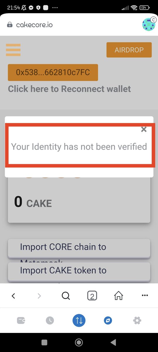 PMuansing's tweet photo. @cakecore_io ฉันไม่เข้า
ฉันยืนยันตัวตนเสร็จแล้ว
ทำไมเขาบอกว่าฉันยังไม่ทำการยืนยันตัวตน https://t.co/58E4P5kjs9