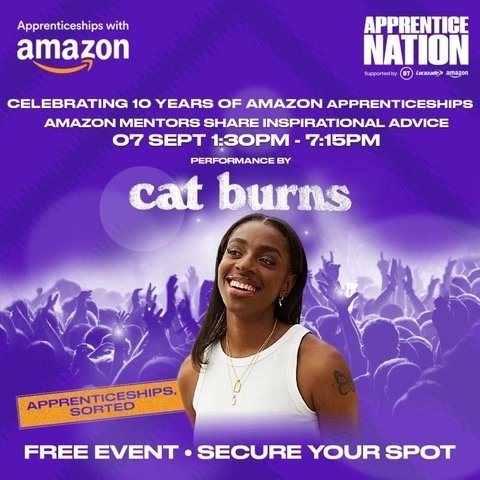 The secret's out - we've linked up with Amazon to produce a gig like no other, all in celebration of 10 years of <a href="/amazon/">Amazon</a> #Apprenticeships. 

A special <a href="/AppNationUK/">Apprentice Nation</a> Nation concert with the three-time BRIT award nominee, #CatBurns – along w/ power mentoring for 200+ young people.