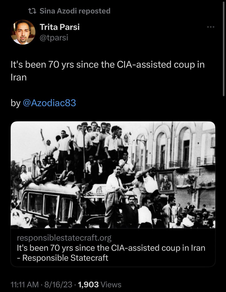 Restitutor_Iran's tweet image. As I’ve mentioned before, one of the main camps that push the myth of mossadegh include the Islamic Republic &amp;amp; its apologists —as (for one) it feeds their narrative that the West is evil. Such propaganda is then often used to deter Western support for the Iranian people.