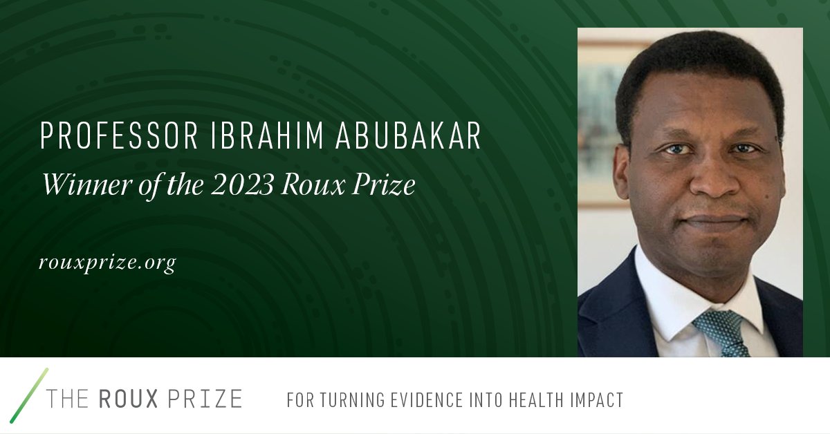 🏅 Celebrating global health heroes using #HealthData for healthier communities. This year, we honor Prof Ibrahim Abubakar, whose work for <a href="/TheLancet/">The Lancet</a> Nigeria Commission led to a law mandating health insurance &amp; aid 83M underserved 🇳🇬

Check out the 2023 Roux Prize winner below ⬇️