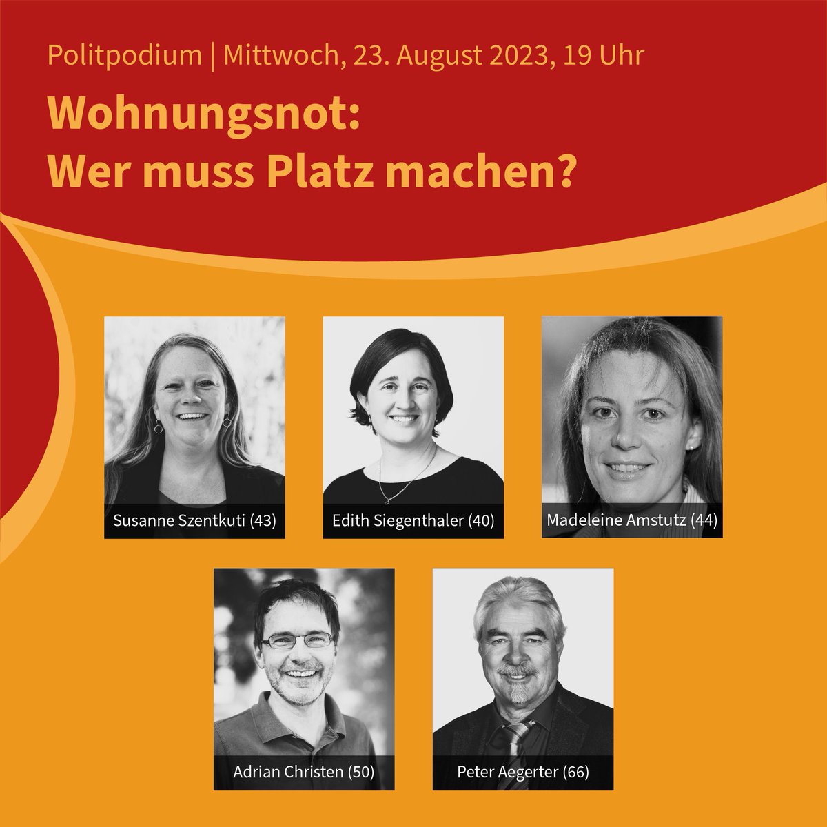 Die Nachfrage nach bezahlbarem Wohnraum steigt, das Angebot kann nicht mehr mithalten. Wer muss Platz machen? 🤔

Darüber diskutiert Moderator #LucMarolf nächste Woche am Politpodium «Wohnungsnot: Wer muss Platz machen?» mit seinen Gästen! 🙂💪Seid ihr auch dabei? 
#SchadauGymer