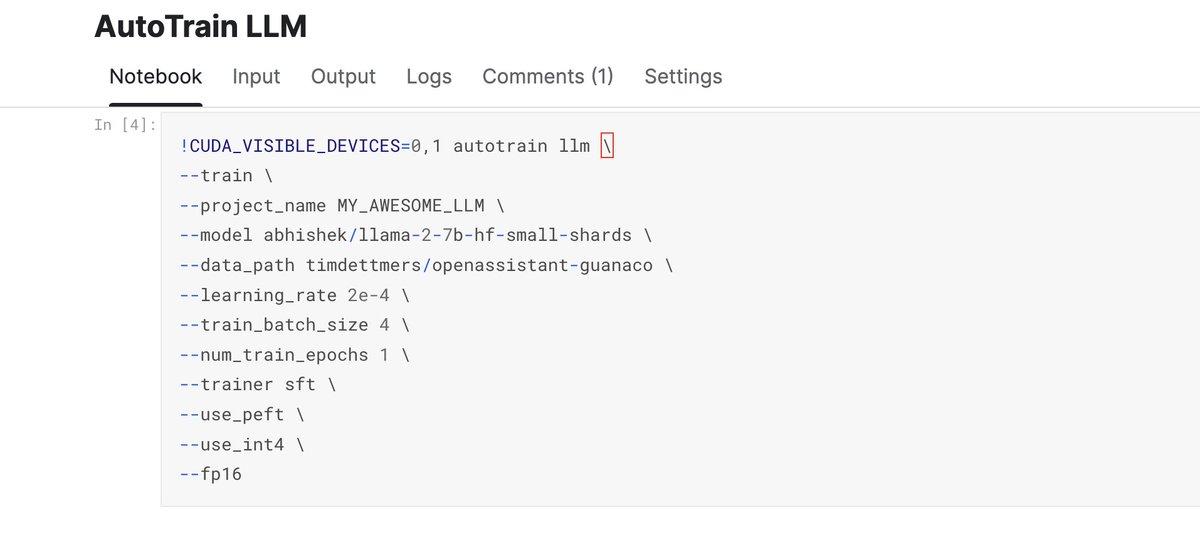 Did you know you could finetune Llama2 on Kaggle notebooks with multi-gpu for FREE?! Check out this notebook: kaggle.com/code/abhishek/…
~2.5hours for 1 epoch with llama2-7b on a dataset with 10K instructions. 💥