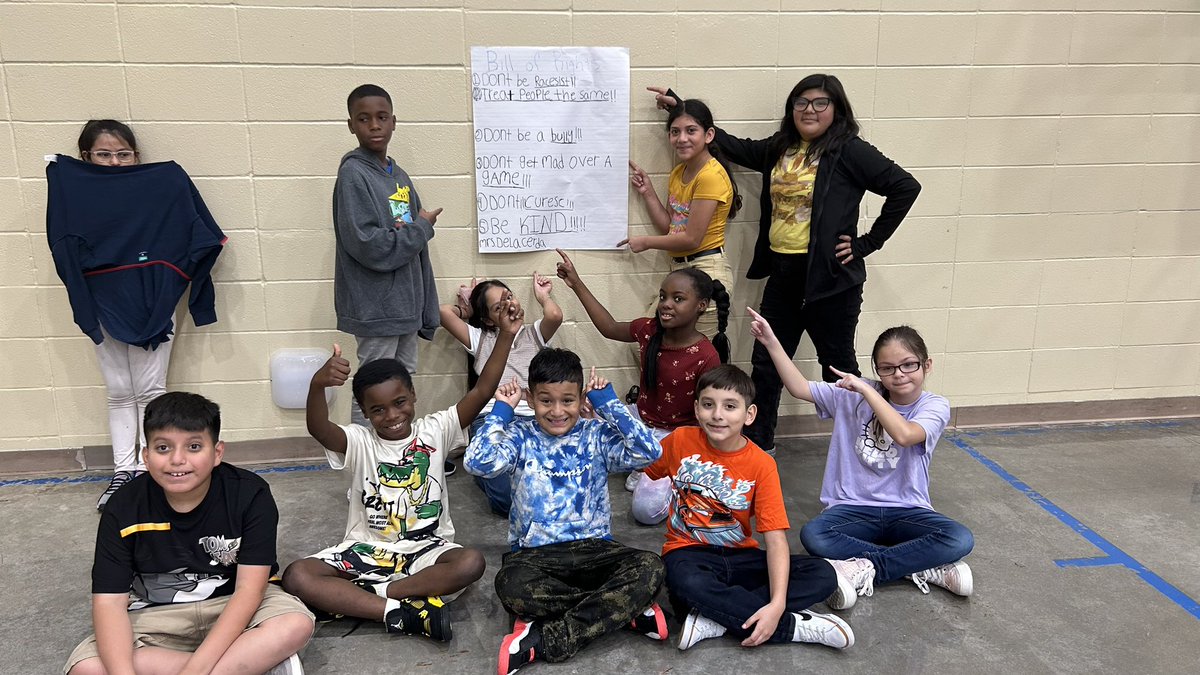 coachpalomarez's tweet photo. Today @MarcellaES_AISD in PE, the 5th grade students came up with their own Bill of Rights! It was very interesting to see their Perspective on school issues. 
Ayyy I am @AldineHS_AISD alumn so this truly is #myaldine ! 
@AldineHPE 
@CounselorHampt1 https://t.co/owXJZYPIPn