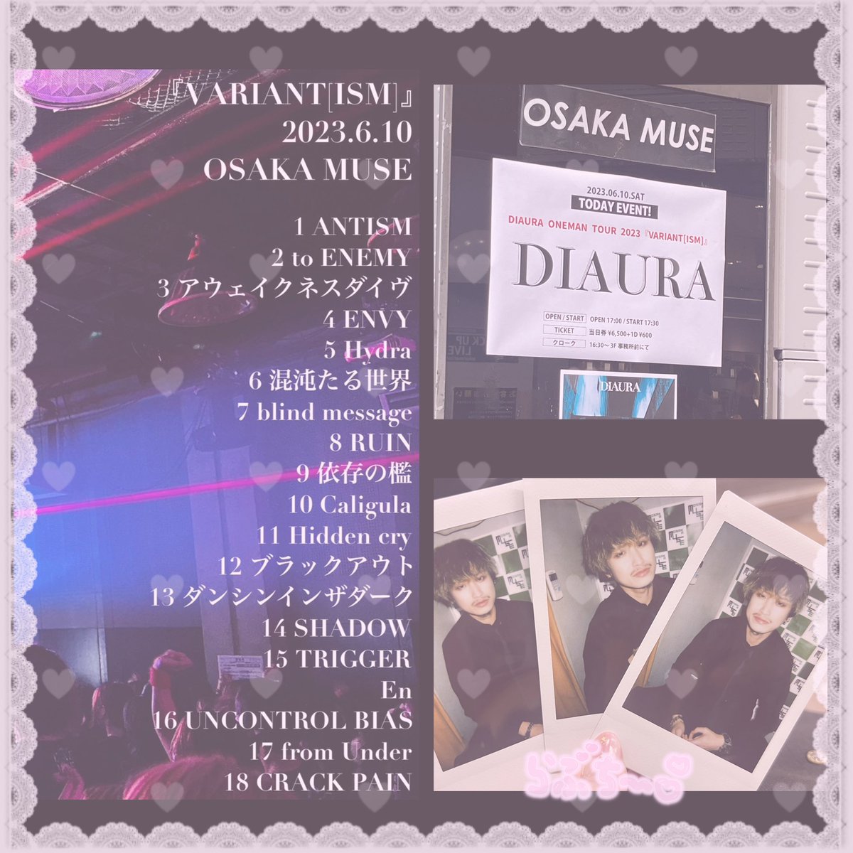 yt__x12's tweet photo. 06.10 DIAURA ＠ OSAKA MUSE https://t.co/10eEiiaWMs