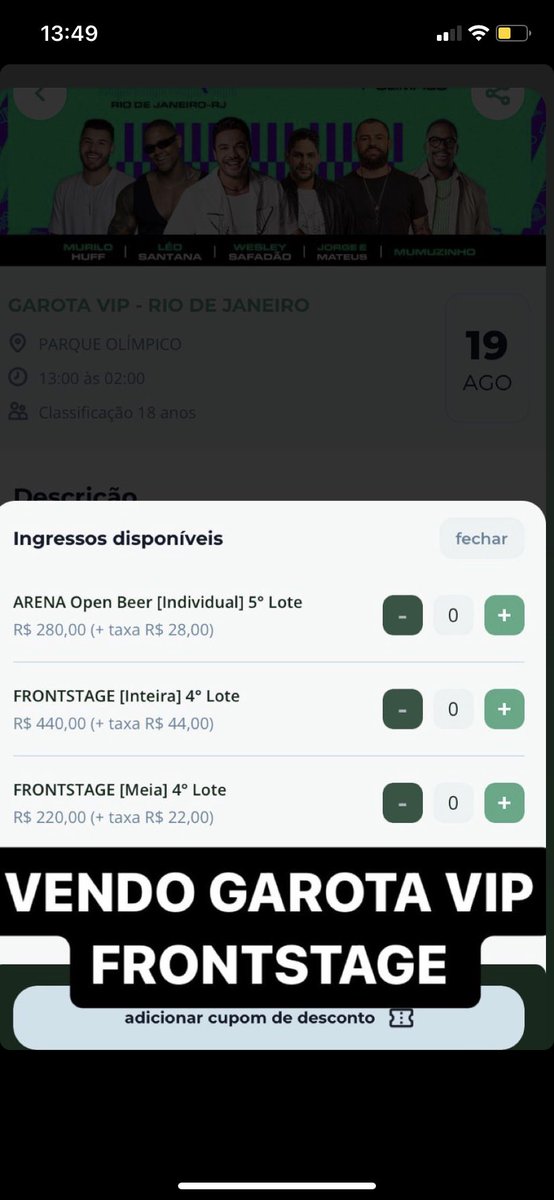 jujubpr's tweet image. VENDO 2 INGRESSOS #garotavip