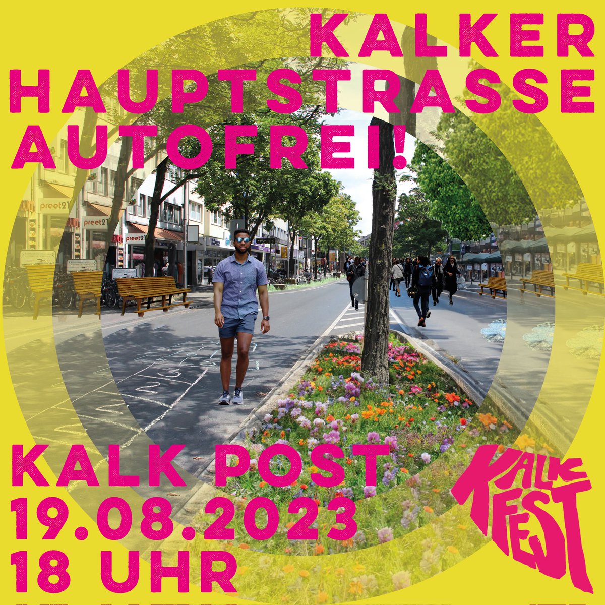 Wir freuen uns schon auf den Samstagnachmittag in Köln-Kalk mit vielen Infoständen ab 14:00 Uhr beim "Kalkfest". Abschluss wird eine Demo für eine autofreie Kalker Hauptstraße sein. Treffpunkt 18:00 Uhr Kalker Post.