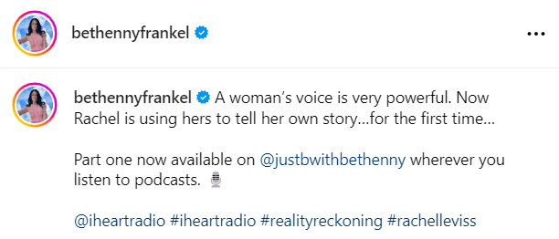 LizTVLiz1's tweet photo. #PumpRules #VanderpumpRules #justb 

“I’m gonna take down the reality tv industry for exploitation" - Bethenny Frankel. 

But let's exploit this mentally fragile woman first ... 

Bethenny interviews Raquel / Rachel. 

I saw this @ bethennyfrankel on IG. https://t.co/fhJfnfZsH1