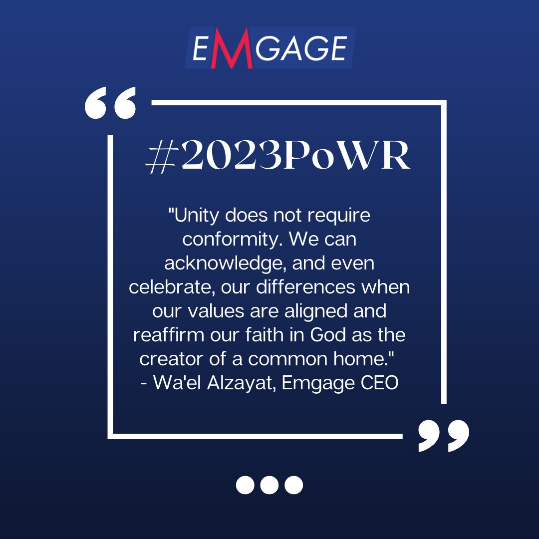 EmgageAction's tweet photo. #Emgage CEO @WaelAlzayat attended and spoke at @InterfaithWorld's #2023PoWR. Wa'el's extensive experience gives him a particular insight into how faith groups can combat authoritarianism at home and abroad. https://t.co/MzHpLDNaHP