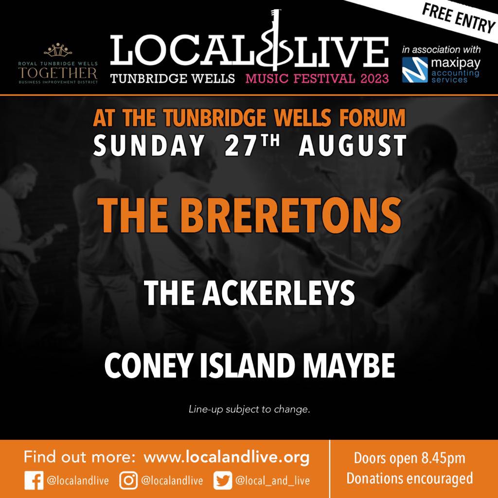 Fabulous Local &amp; Live line up at The Forum on bank holiday Sunday #maxipayaccountingservices <a href="/twforum/">tunbridgewellsforum</a> <a href="/tw_events/">Tunbridge Wells Events 👑</a> <a href="/TWellsCouncil/">TWBC</a> <a href="/TWellsTourism/">Visit Tunbridge Wells Tourist Info</a> <a href="/rtwtogether/">Royal Tunbridge Wells Together</a> <a href="/TheBreretons/">The Breretons</a> <a href="/TheAckerleys/">TheAckerleys</a> #localandlive