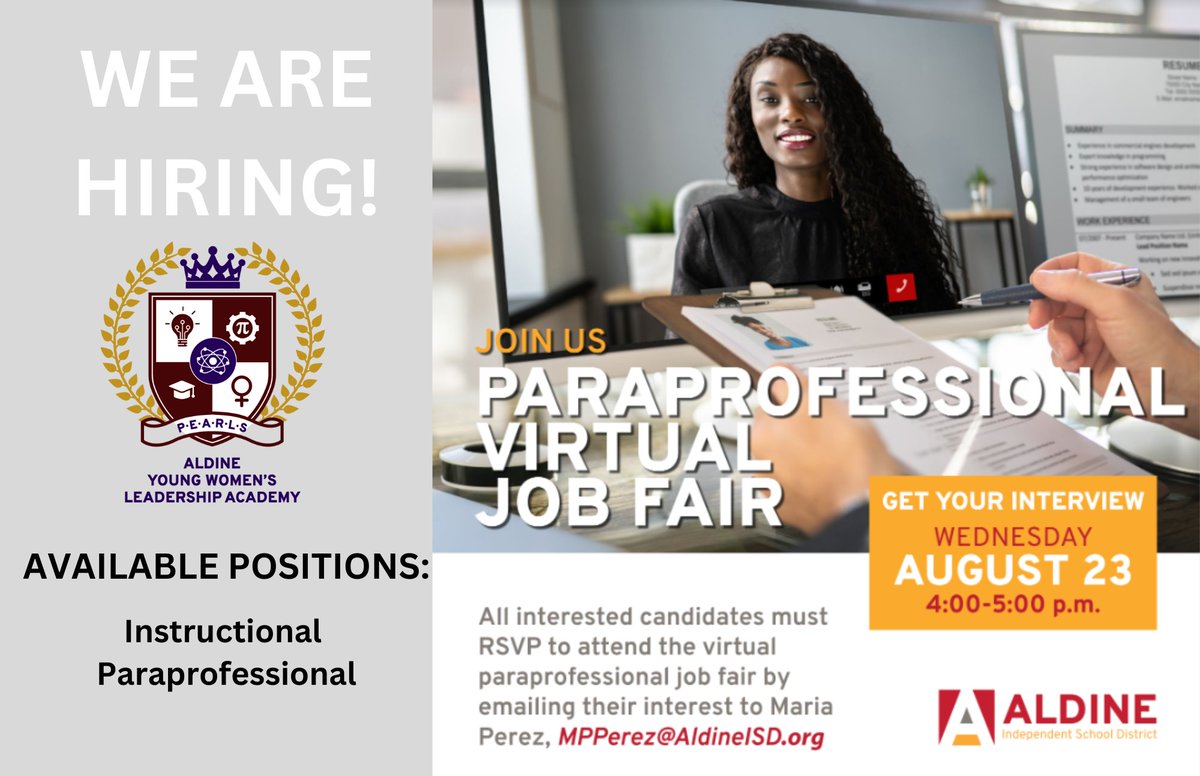 YWLA_AISD's tweet photo. YWLA is looking for a 6th Grade Science Teacher and an Instructional Paraprofessional to join our team of EXCELLENCE. See the flyers below to RSVP!
@AldineISD @AldineHR @OOT_AldineISD @ywprep #myaldine https://t.co/km5a1xQca5