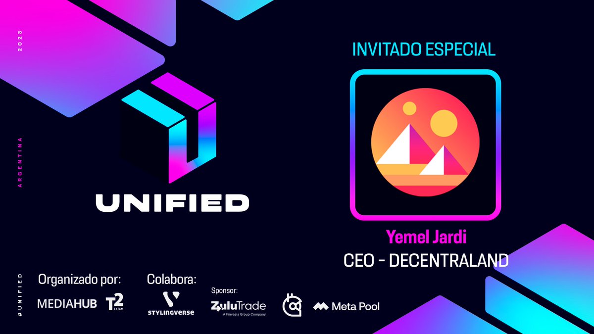 🥳 Invitados especiales del SideEvent #Unified

🤩Presentamos a <a href="/yemeljardi/">Yemel</a> - CEO de <a href="/decentraland/">Decentraland</a> 

¡Bienvenido!💪

Nos vemos!😎
