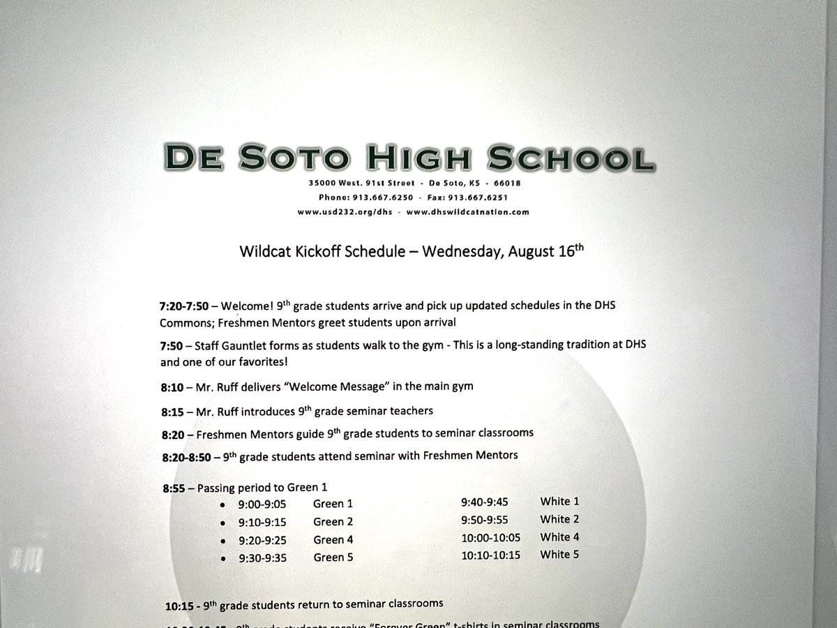 swartz_c's tweet photo. Amazing welcoming culture at DHS!  So fun to participate in the epic “gauntlet” and shake hands with each freshman student today!  What a wonderful experience! @USD_232 @DeSotoWildcats https://t.co/pNAWXvbVE2
