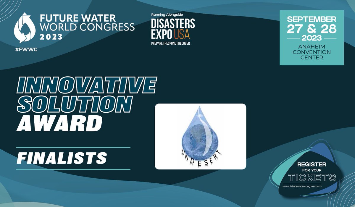 FWWC_USA's tweet photo. Congratulations to Undesert is nominated for the Innovation Solution Award! 🏆🏆

Want to check it out their pitch? Make sure you book you ticket with us today! https://t.co/BV9g6LGZkL

#FWWC23 #watercrisis #Futurewaterworldcongree #waterconservation #environment https://t.co/J6uMdzKMtk