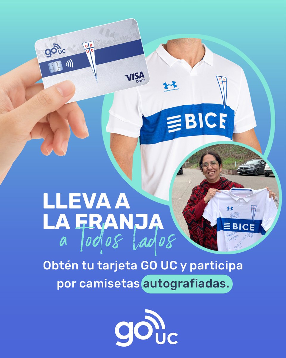 Cruzados's tweet photo. Si eres #GoUC, puedes ganar una camiseta firmada todos los meses 😱
Para participar solo debes tener tu tarjeta física #GoUC de @bancobice 💳, ¡y listo! 👏
Si no la tienes, pídela en https://t.co/YsJpzZJljK 🌐
¡No olvides abonar para recibirla y participas de más sorteos! ✅ https://t.co/P8I5NQTnFg