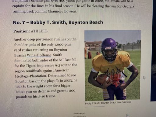 Bobby T. Smith (@bobbyt_smith) on Twitter photo Beyond thankful for being selected super 11๐ฅ๐๐พ
<a href="/EraPrep/">New Era Prep</a> <a href="/BbchsA/">BBCHS_Athletics</a> <a href="/jarious_smith/">Jarious Smith</a> <a href="/Rivals/">Rivals</a> <a href="/247recruiting/">247Sports Recruiting</a> <a href="/H2_Recruiting/">Hasani (H2) | Football Recruiting</a> <a href="/JerryRecruiting/">Rising Stars</a> <a href="/larryblustein/">Blustein Recruiting</a> @On3Recruits <a href="/ESPNTop63/">ESPN Top 63</a> Beyond thankful for being selected super 11๐ฅ๐๐พ
<a href="/EraPrep/">New Era Prep</a> <a href="/BbchsA/">BBCHS_Athletics</a> <a href="/jarious_smith/">Jarious Smith</a> <a href="/Rivals/">Rivals</a> <a href="/247recruiting/">247Sports Recruiting</a> <a href="/H2_Recruiting/">Hasani (H2) | Football Recruiting</a> <a href="/JerryRecruiting/">Rising Stars</a> <a href="/larryblustein/">Blustein Recruiting</a> @On3Recruits <a href="/ESPNTop63/">ESPN Top 63</a>