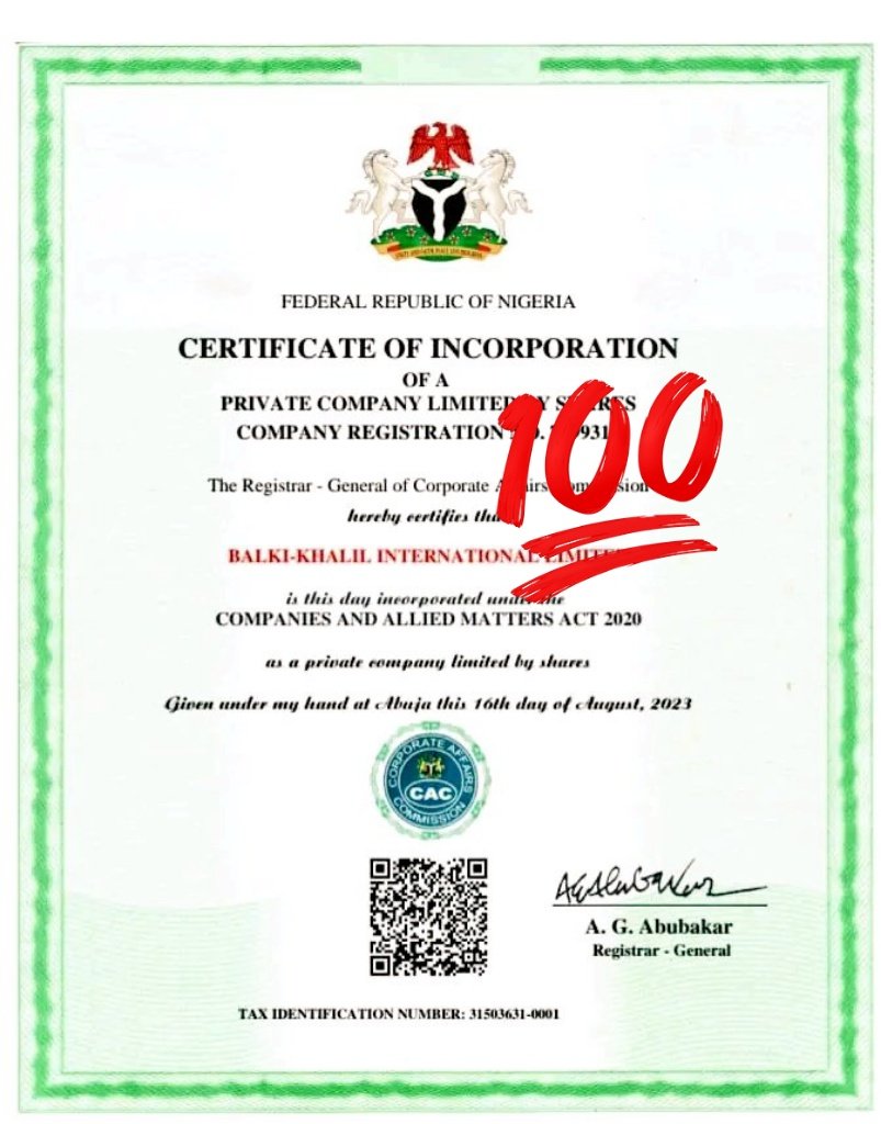 DashMuhammad1's tweet photo. ANOTHER CERTIFICATE OUT🔥🔥🔥🔥🔥🔥🔥

Let me handle your registration for you without any delay 

Limited company✅
Business name✅
Schools✅
Hospitals✅
NGOs ✅

We register Tax identification number too ✅
Smedan✅
And many more.

SPEAK TO US DIRECTLY ON 080 6700 7173 https://t.co/DAQtzZEzJP