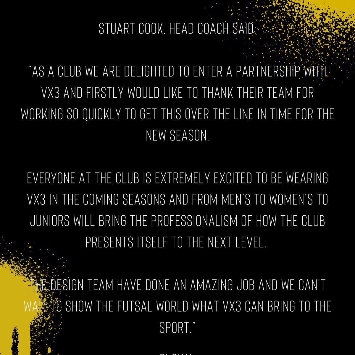 BFC_futsalclub's tweet photo. BFC &amp; VX3 are extremely delighted to announce a two-year kit partnership

Both parties look forward to a beneficial partnership over the coming seasons and the benefits it will give all club members, who will have the option to purchase teamwear from the club’s online shop 🤝 https://t.co/TSzH3LL0Ng