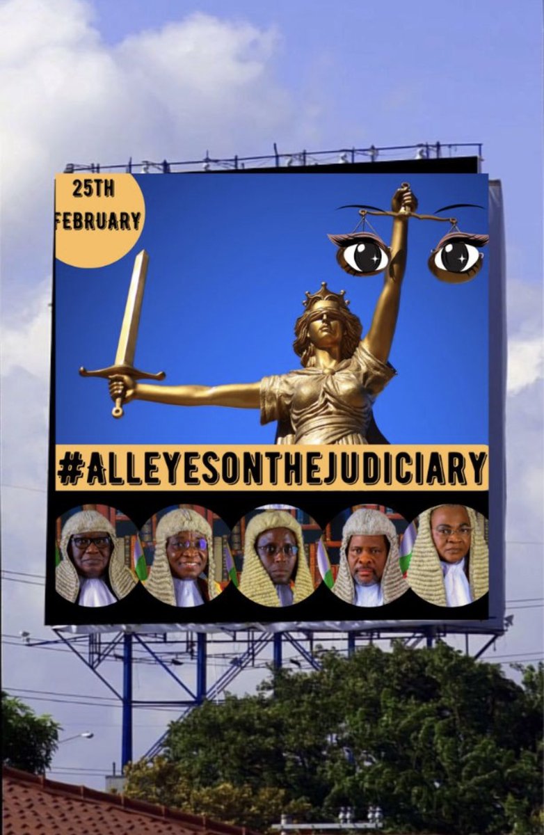 Nigerians, if you don't risk anything, then you are actually risking even more.

#AllEyesOnTheJudiciary

#TheLawIsTheLaw

#UpholdTheConstitution

#AllEyesOnJudiciary

#DisqualifyTinubuNow