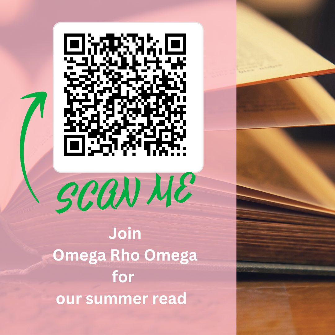 Calling Alpha Kappa Alpha members to join Omega Rho Omega's Strengthen Our Sisterhood and Leadership Development Saturday, Sept 9th 2pm, Fairfield Public Library, for our summer read. Scan the QR code to uncover what we are reading and then register for this members only event.