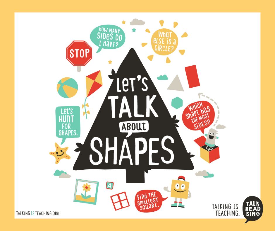 Let’s talk about shapes! Babies can understand shapes starting at birth. Build early math skills by describing the shape and position of items during daily moments.
For more ideas on how you and your little one can have fun with shapes, view our tip sheet: bit.ly/45pX9FQ