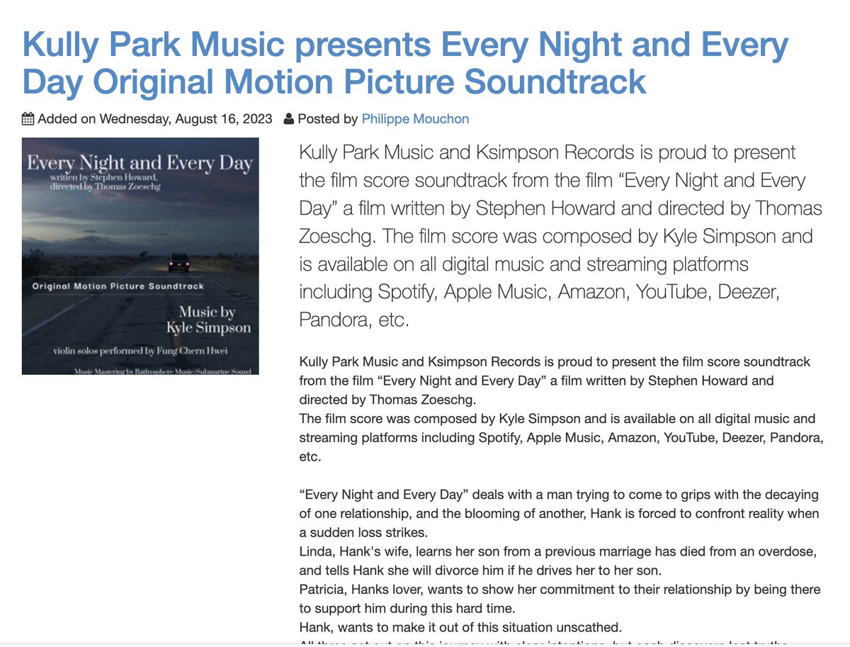 composer_kyle's tweet image. Thank you to the Film Music Site for sharing my newest soundtrack release from &quot;Every Night and Every Day.&quot; You can read about it here:   
filmmusicsite.com/en/news.cgi?go…

#filmmusicsite #filmmusic #originalsoundtrack
