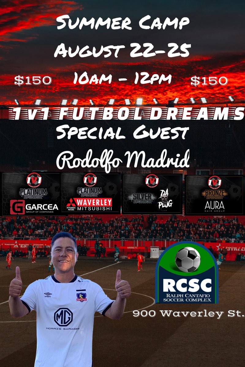 Sign up NOW‼️ We would like to welcome special guest, Professor Rodolfo Madrid to our upcoming Summer Camp. To Register 📧 onevonefutboldreams@yahoo.com Remit payment by email transfer to onevonefutboldreams@yahoo.com (Include child’s name in message box) Girls/Boys 9-16yrs