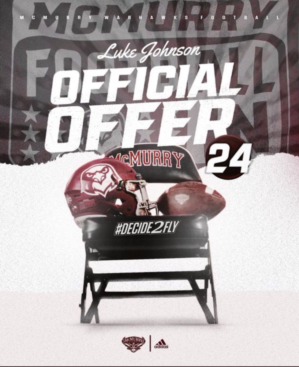 Blessed to have earned an offer from McMurry! Thank you for this opportunity @CoachBapMcM !! @ProsperEaglesFB @dlemons59 @Coach_Moore5 @McMURRYFOOTBALL