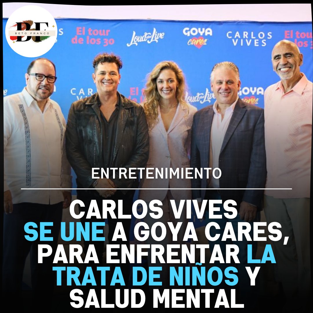 #Entretenimiento 📰 

Carlos Vives se une a Goya Cares, una iniciativa humanitaria global para crear conciencia sobre la trata de niños y la epidemia de salud mental.

@carlosvives @GoyaCares
