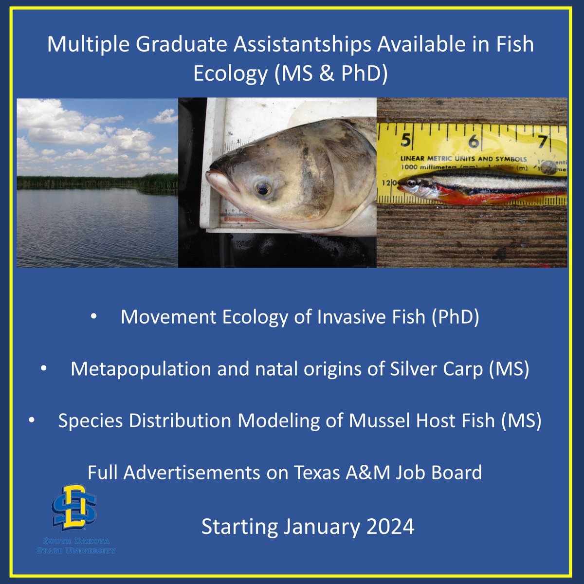 Looking for some graduate students to join the group! Please share! <a href="/SDStateNRM/">SDStateNRM</a>