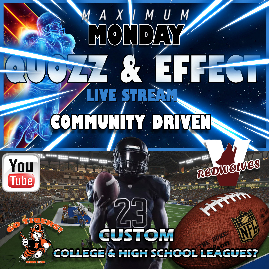 THESGNHUB's tweet photo. Monday 8-21-23 @ 6pm EST Quozz & Effect Live Stream " Maximum Monday"
What will the community come up with, and what's all the Hype about?
Come join in the conversation!
@MaxFootballGame
#MaximumMonday #football #LIVESTREAM https://t.co/yTYBS4b8OO