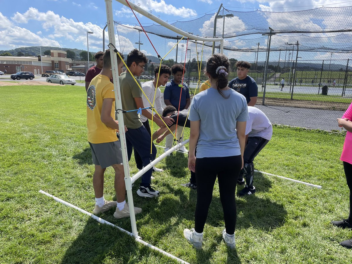 Today was day 2 of orientation and our new cadets were able build on what they were taught yesterday. They spent the day working on the Swiss Seat, crossing the one rope bridge and going through some team building scenarios. @MuhlHighSchool @MuhlJuniorHigh