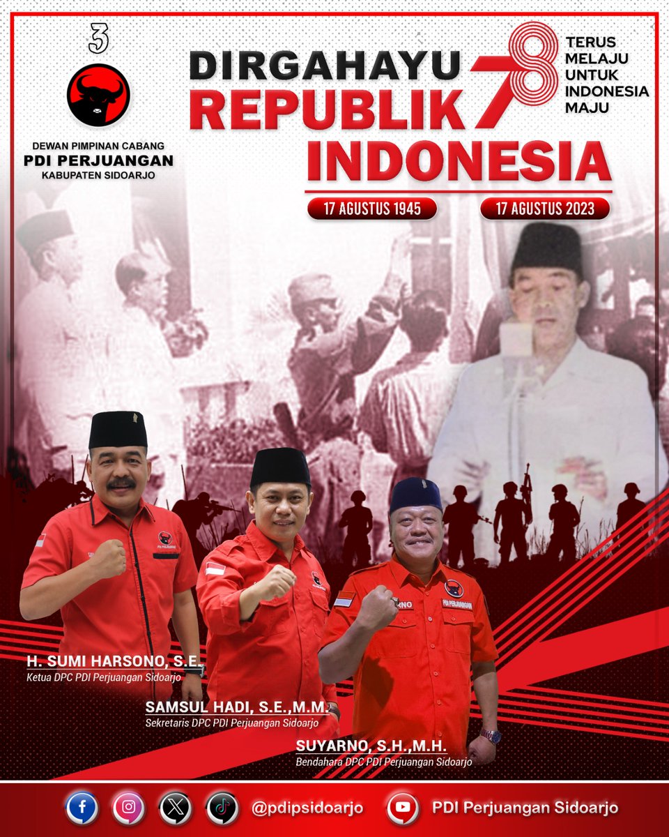 Dirgahayu Republik Indonesia Ke-78
"Terus Melaju Untuk Indonesia Maju"

Merdeka...!!!
.
#HUTRI
#HUTRI-78
#PDIPerjuangan
#PDIPerjuanganJatim
#pdipsidoarjo
#SolidBergerak