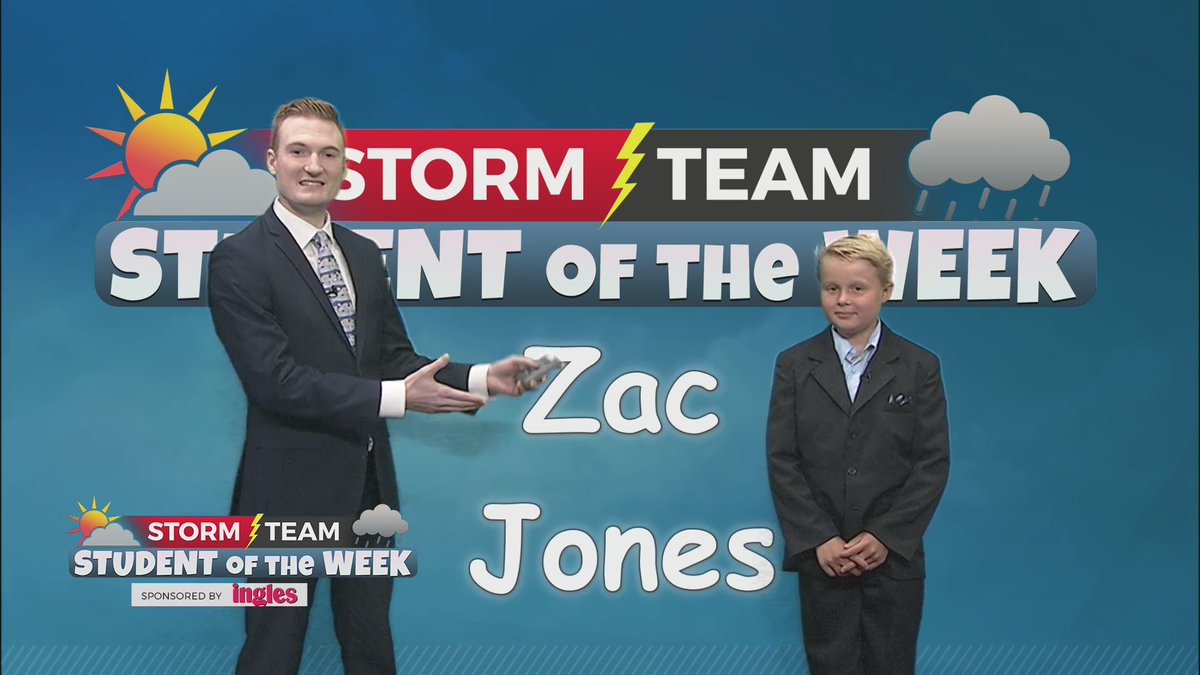 AWilliamsWX's tweet photo. LOVE being back with our local students. Storm Team Student of the Week is back! Meet Zac Jones this week's student. We met at his school's career fair last year! https://t.co/mtbCi4ntGD #STEM #BacktoSchool2023 #localstudents #StormTeamStudentoftheWeek #education https://t.co/jFmnhombPN
