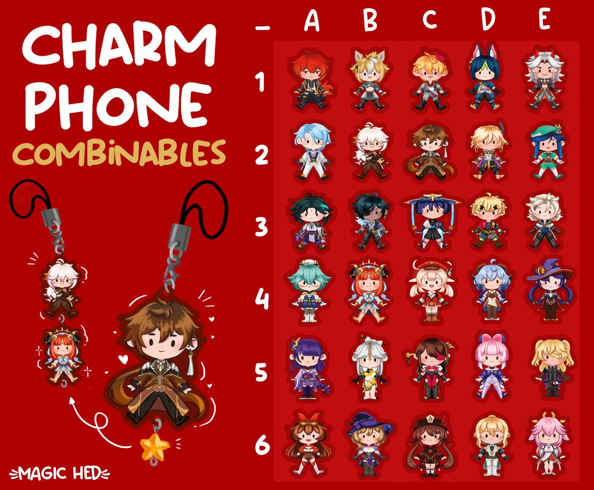 Magic_hed's tweet image. Una montón de charms de genshin impact disponibles en la teyvat del domingo
