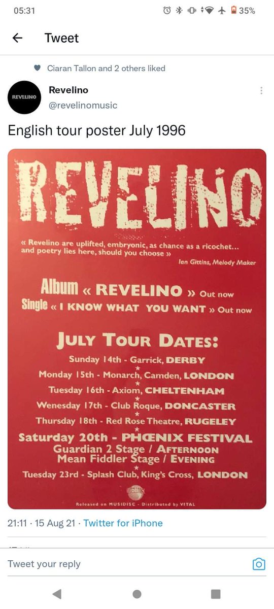 @revelinomusic on tour in England 1996!