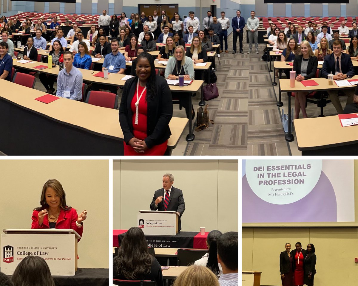 Welcome Class of 2026! Day 1 orientation included remarks from Dean Hill, BOV Chair & ISBA President Elect Sonni Williams (’99), and Law Alumni Council Pres Jay Wiegman (’92). Dr. Mia Hardy also led a session on DEI! #niulaw #niulawhasitall #niulawis4you #niulawproud #niulaw2026