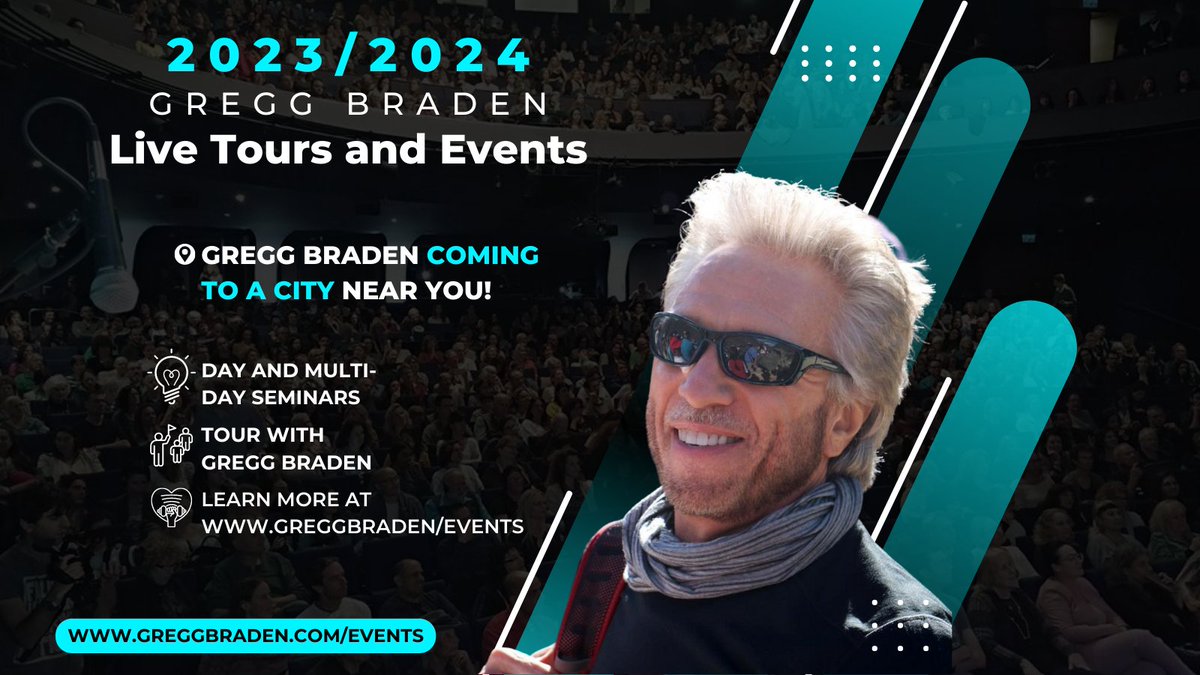 We've just added some exciting locations to the 2023/2024 Live Tours and Events Schedule. Will you be joining me for one of these upcoming events or tours? I'm always so grateful for these opportunities to connect with you in person. greggbraden.com/events