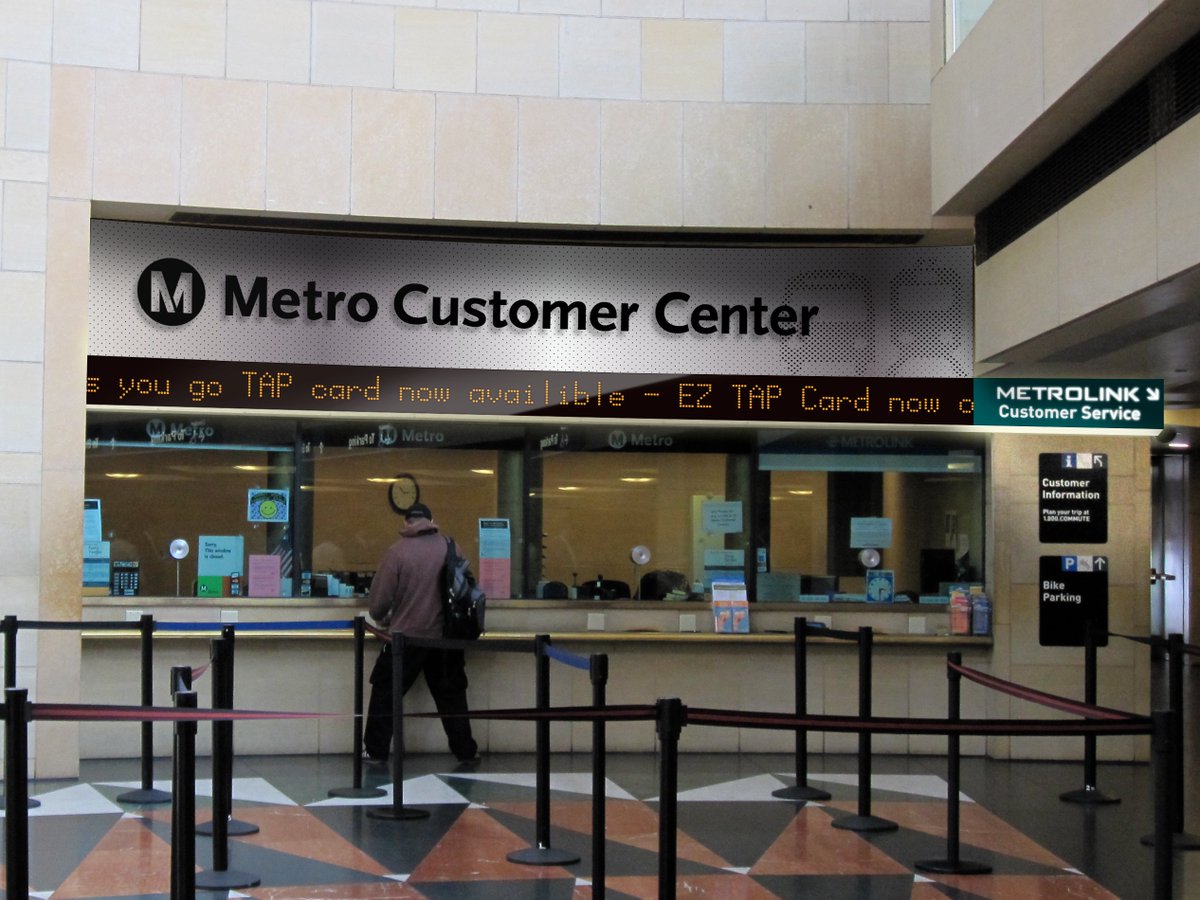 metrolosangeles's tweet photo. We're expanding hours at our Union Station East Portal Customer Center! You'll be able to purchase TAP cards, load fare and more on Saturdays and Sundays from 10 a.m. to 6 p.m. in addition to weekdays from 6 a.m. to 6:30 p.m. 
https://t.co/bVI8YSTjTR https://t.co/aIqG3LCruE