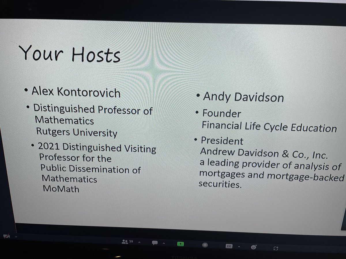 dbarman's tweet photo. "The Buck Starts Here" w/ @AlexKontorovich @MoMath1 
and Andy Davidson hosting Bob Fernholz @Princeton @Columbia @CUNY founder of Intech Investments is starting - #stocks #stochastics 
https://t.co/fucFIrrJFr  #mtbos #iteachmath #mathAndMoney 
#mtbos https://t.co/w3zSLzZ3kg