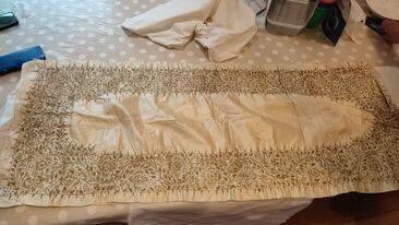 Can anyone help identify/translate this script? 🏷️

The costume curator at Henfield Museum would really appreciate some assistance with it. Hebrew and Tajik have been suggested. The item it’s attached to is in the second pic.

Please and thank you. 🙏 

#Museums #Translation